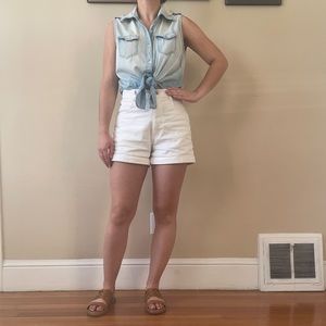 Cello 100% cotton tie-front sleeveless button down